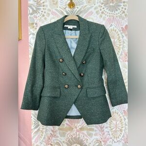 Veronica Beard Green Tweed Miller Dickey Blazer Jacket Size 0